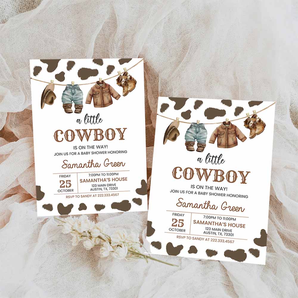 A Little Cowboy Baby Shower Invitation, Rodeo Wild West Baby Shower Invite