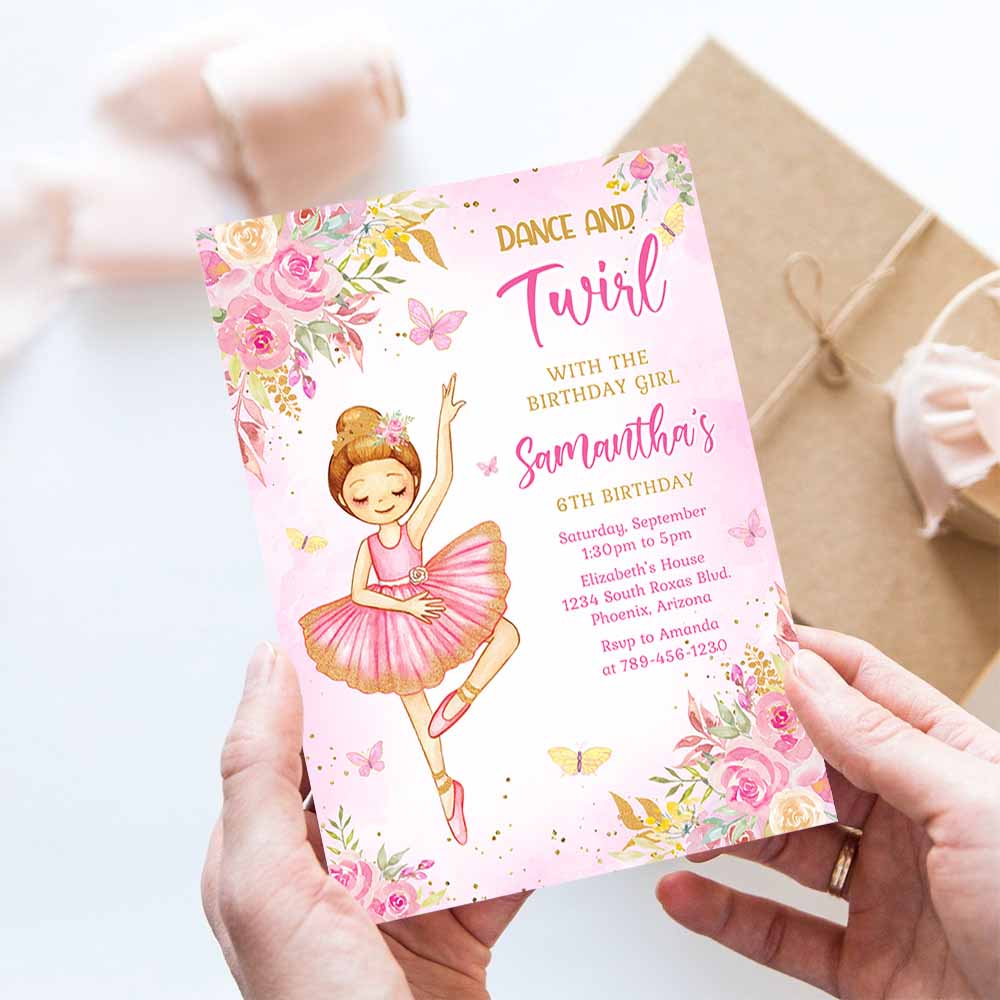 Ballerina Birthday Invitation Template, Ballet Birthday Invitation, Ballerina Invitation Themes