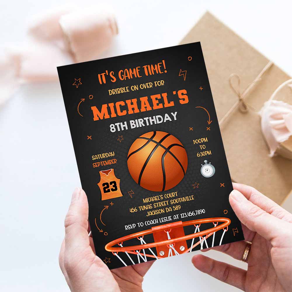 Basketball Birthday Invitation Template, Basketball Birthday Invitation, Basketball invitation