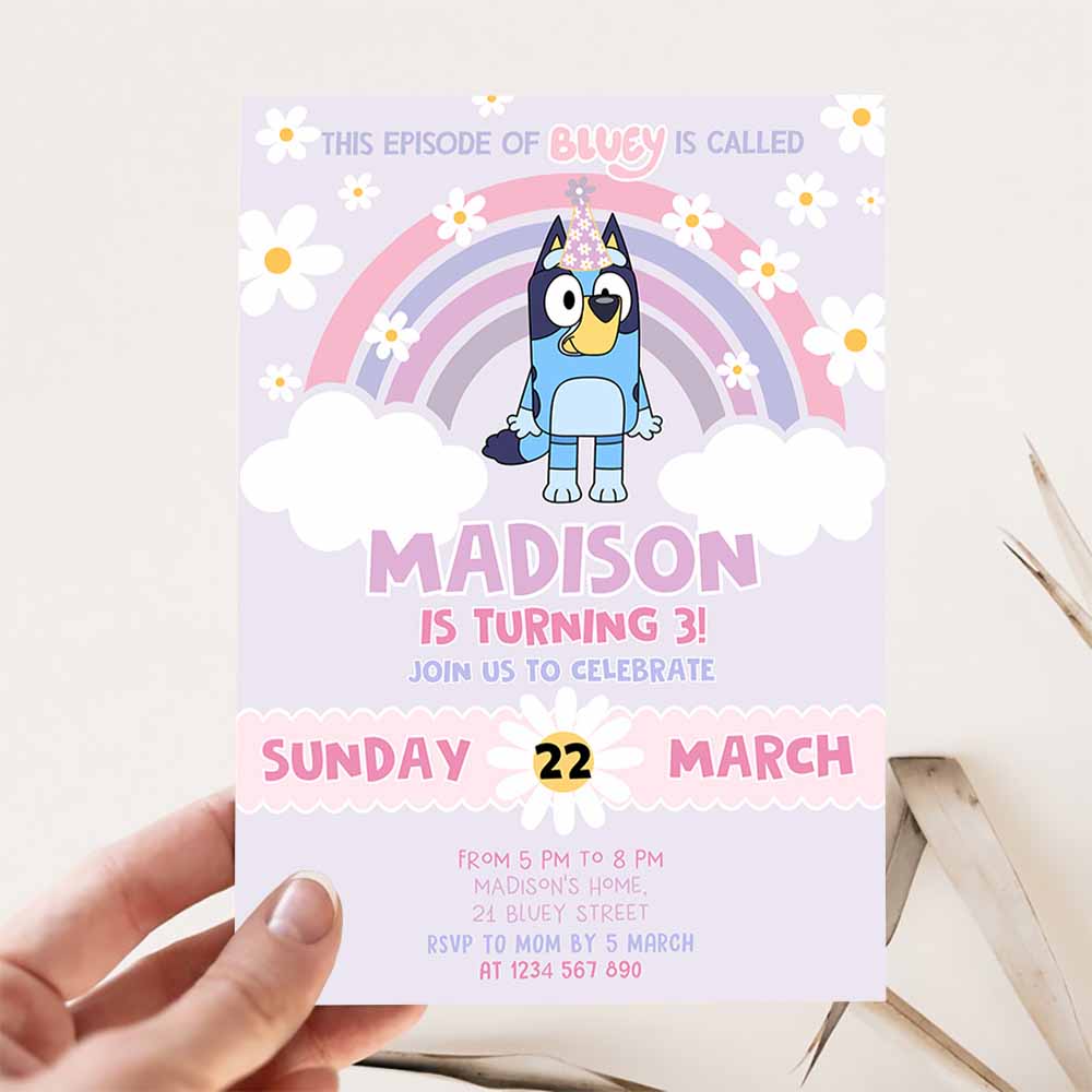 Bluey 3rd Birthday Invitation, Bluey Party Invitation, Party Invite