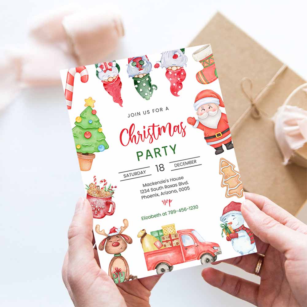 Christmas Party Invitation, Christmas Birthday Invitation, Christmas Invitation