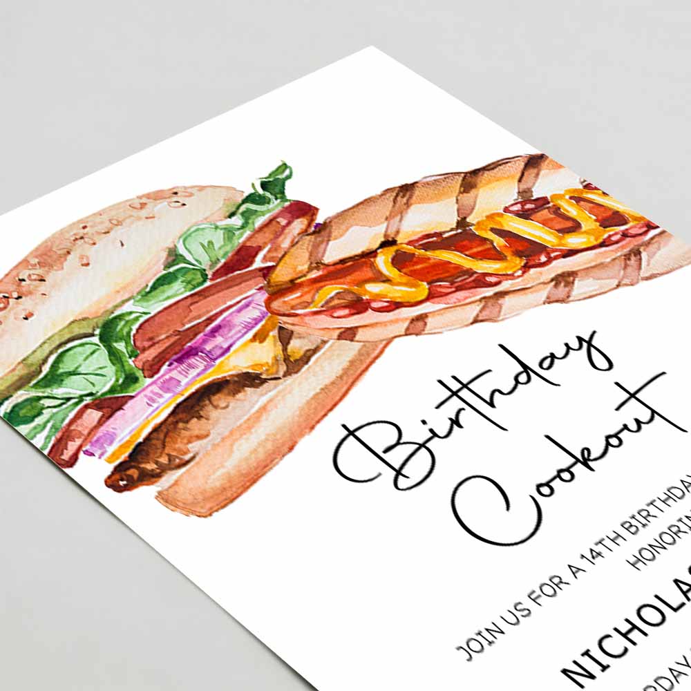 Cookout Birthday Party Invitation, Cookout Invitation, BBQ Party Invite