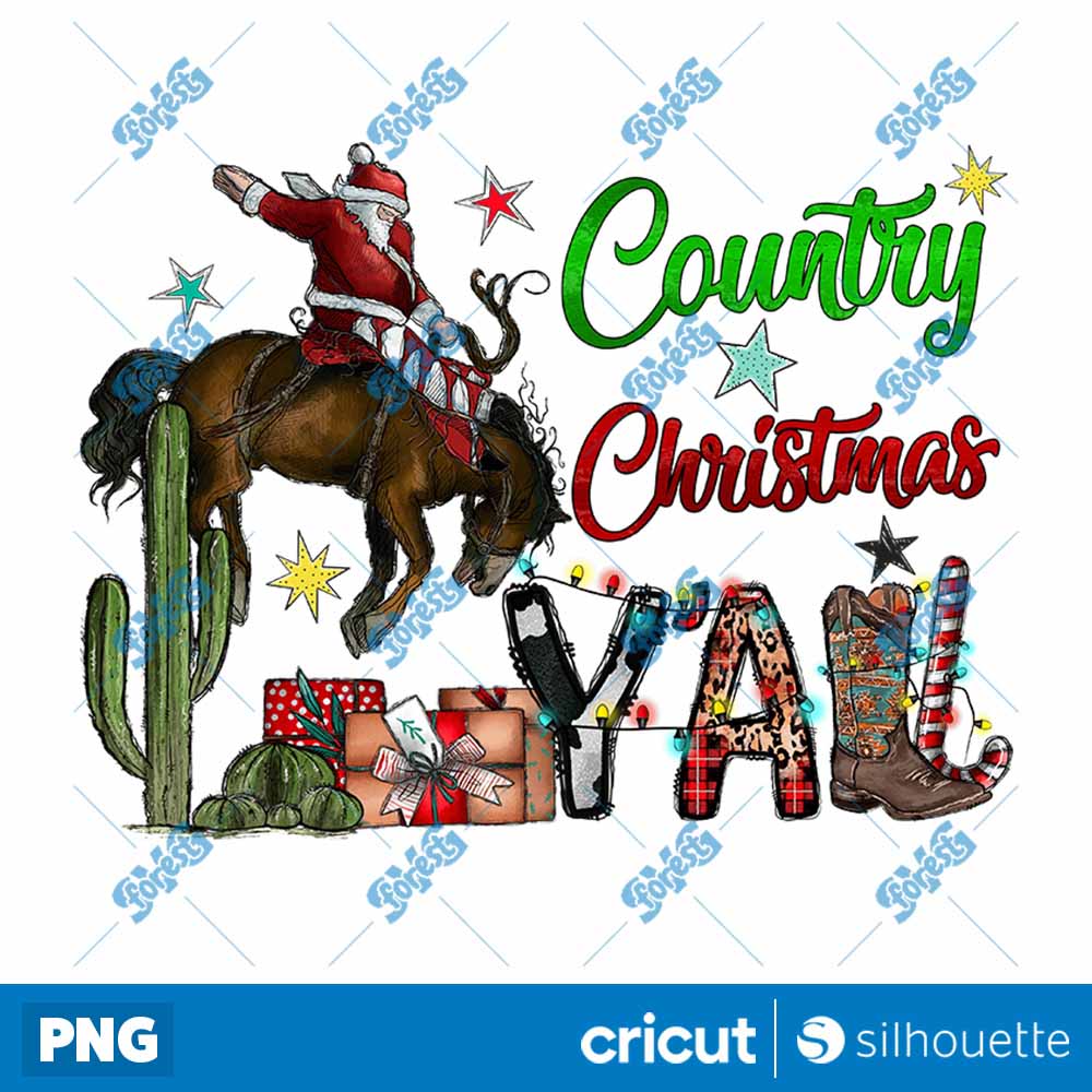 Country Christmas Yall PNG