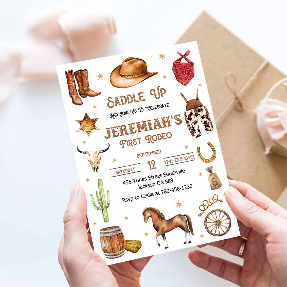 Cowboy Birthday Invitation, Wild West Birthday Invitation, Cowboy invitation