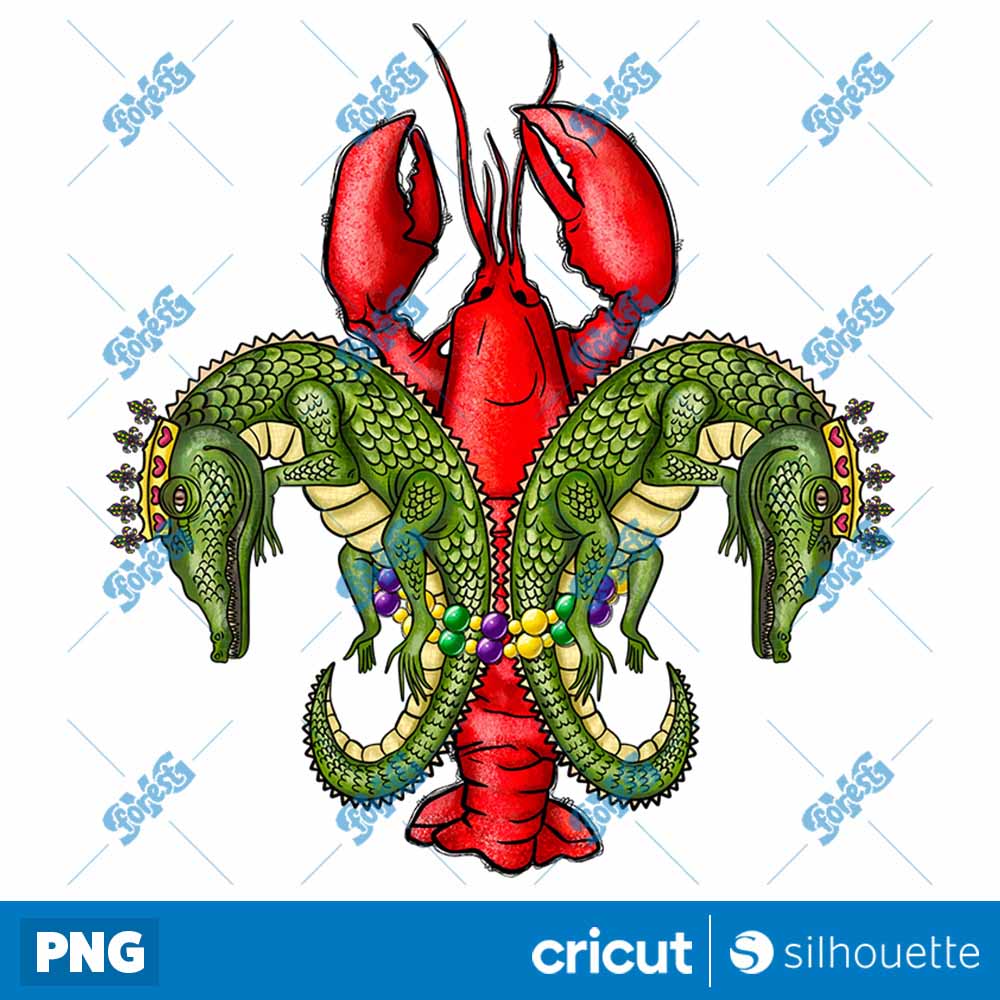 Crawfish and Crocodile Mardi
  Gras PNG