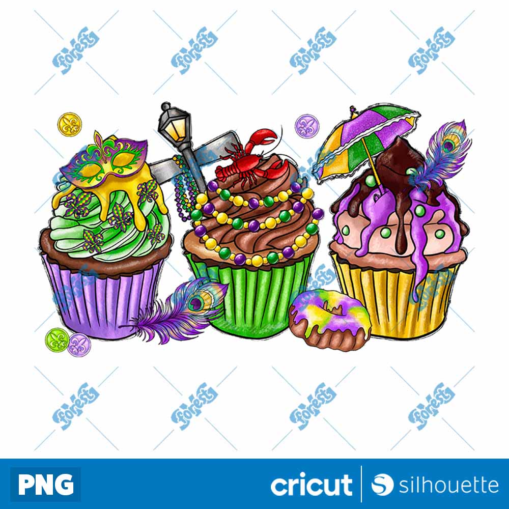 Cupcake Mardi Gras PNG