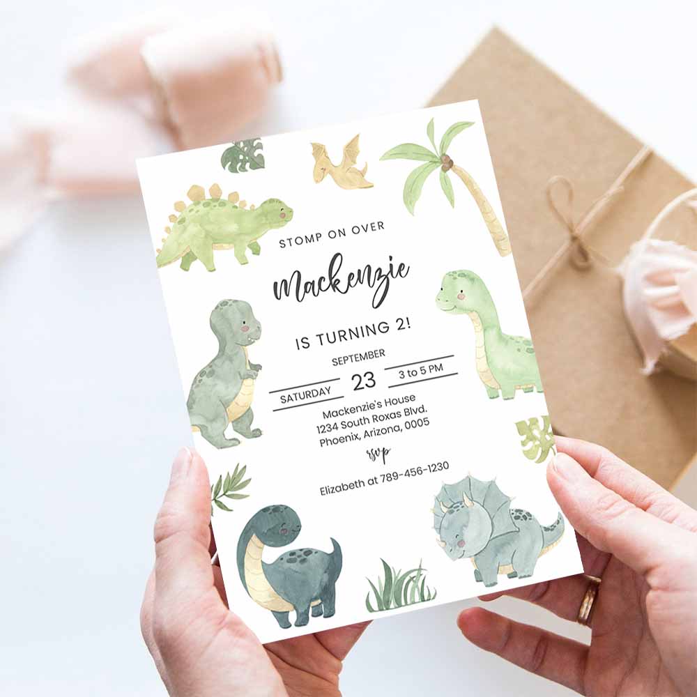 Dinosaur Birthday Party Invitation, Dinosaur Birthday Invitation