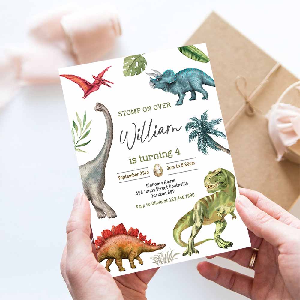 Dinosaur Birthday Party Invitation Template, Dinosaur Birthday Invitation, Dinosaur