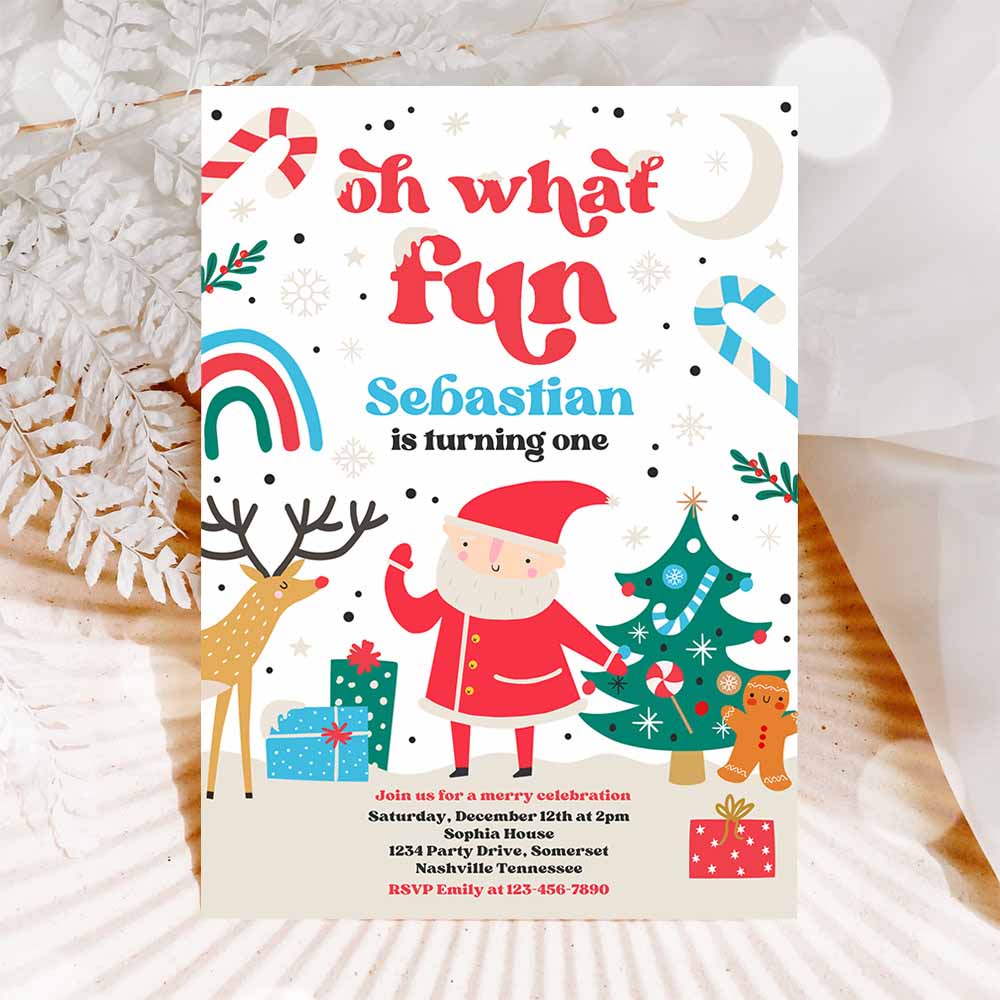 Christmas Birthday Invite Oh What Fun Christmas Birthday Party Boy Christmas Birthday Party Santa Party