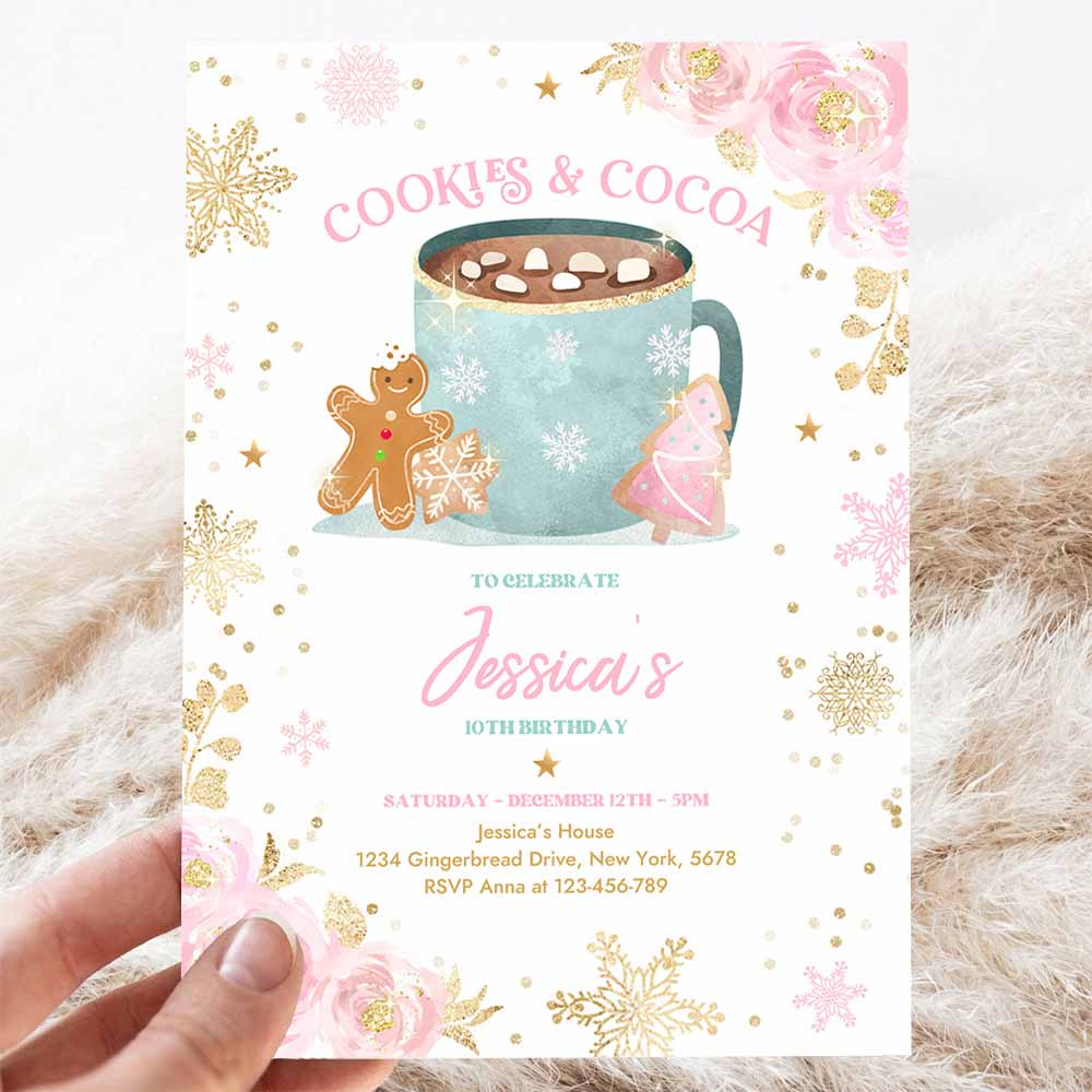 Cookies and Cocoa Birthday Cookies & Cocoa Invitation Hot Chocolate Party Cookie Party Holiday Party