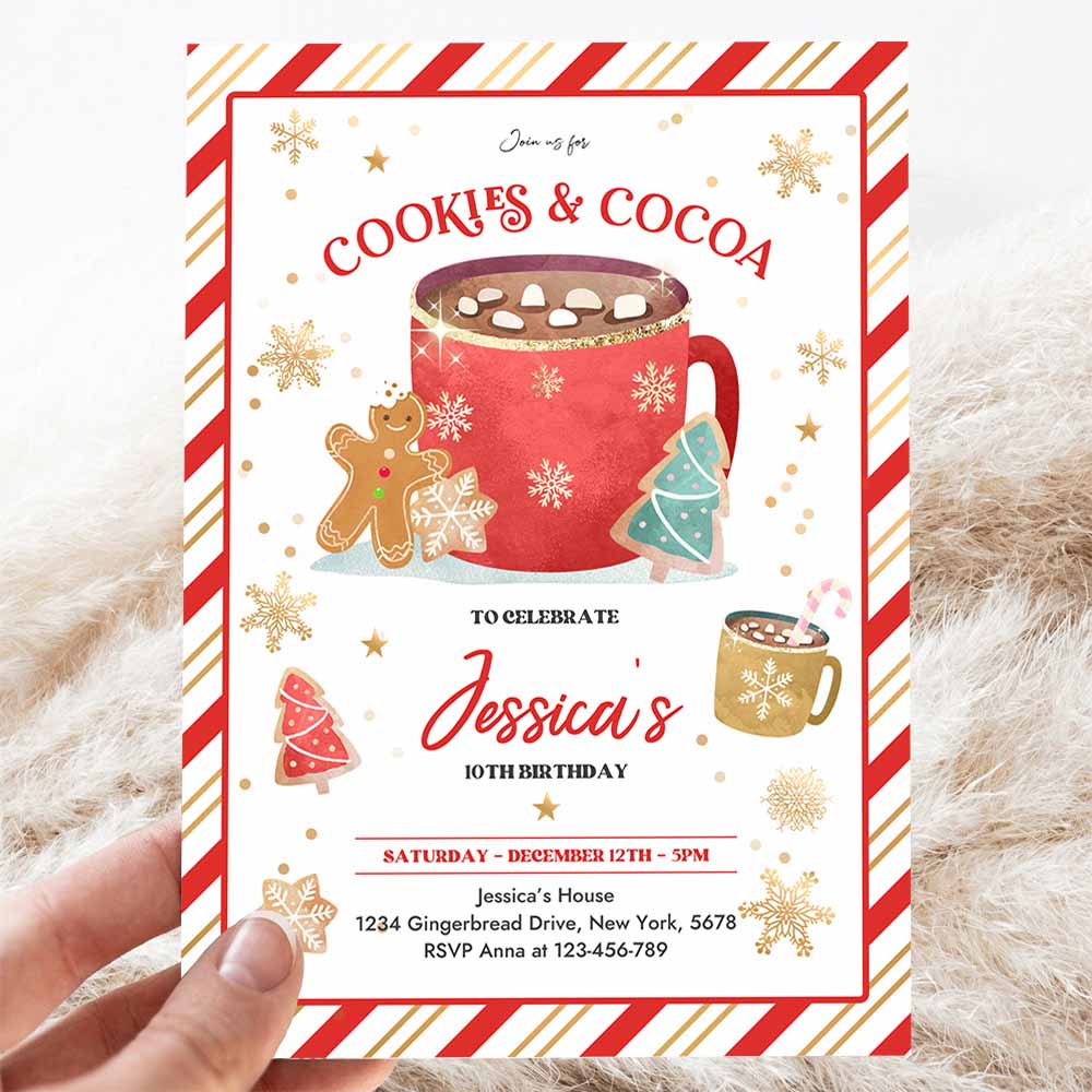 Cookies and Cocoa Birthday Invitation Cookies & Cocoa Invitation Hot Chocolate Party Cookie Party Holiday Party