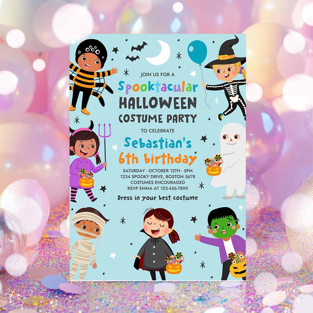 Halloween Costume Party Birthday Invitation Halloween Spooktacular Birthday Party Kids Halloween Costume Party