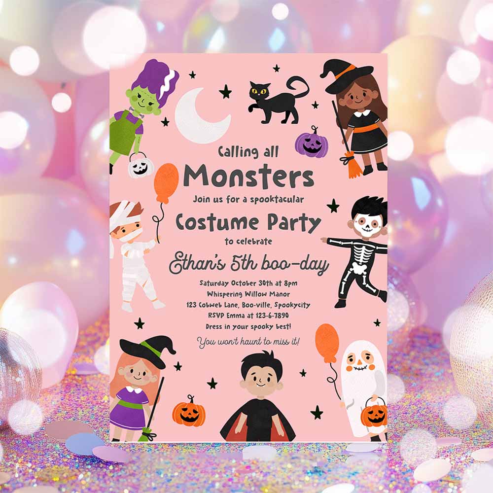 Halloween Costume Party Invitation Halloween Spooktacular Birthday Party Kids Halloween Costume Party