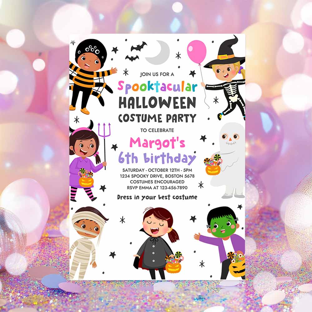 Halloween Costume Party Invitation Halloween Spooktacular Birthday Party Kids Halloween Costume Party