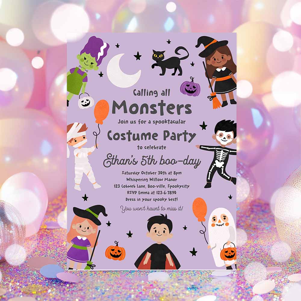 Halloween Costume Party Invitation Spooktacular Birthday Party Kids Halloween Costume Party