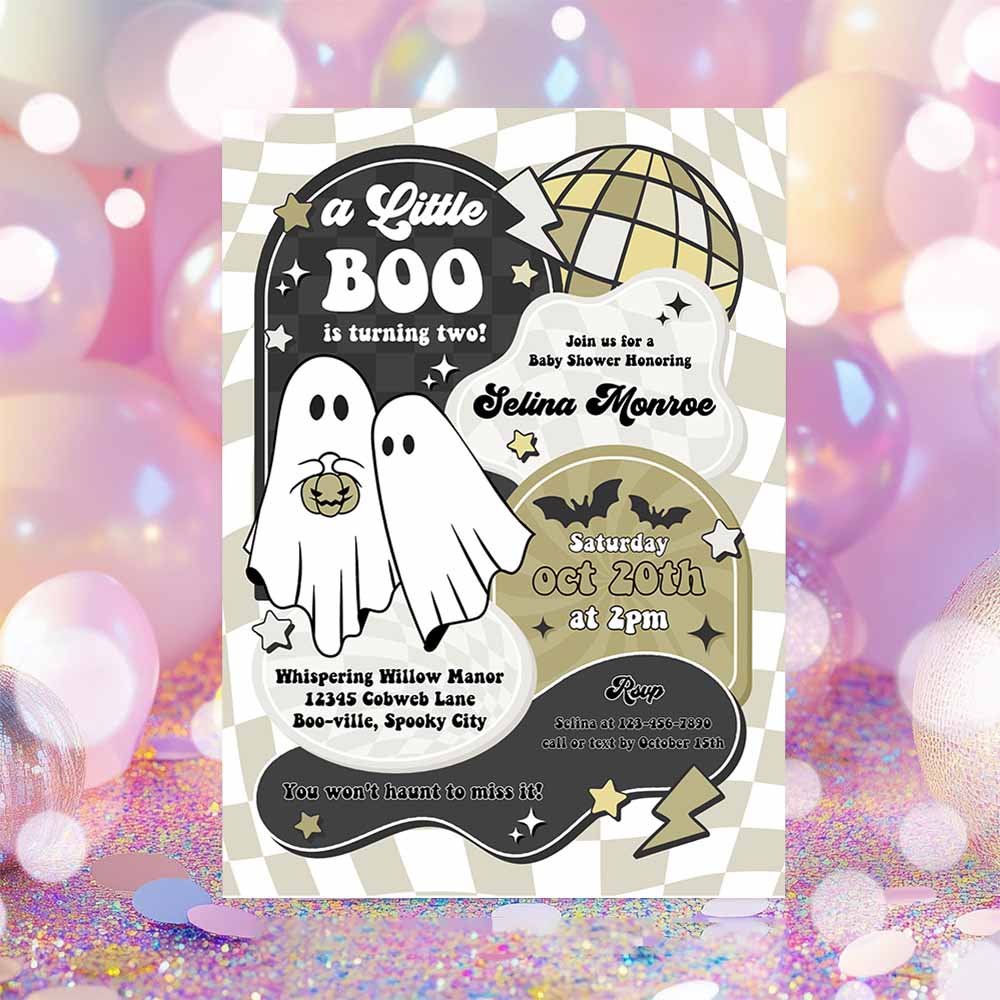 Little Boo Baby Shower Invitation Gender Neutral Ghost Baby Shower Invitation Halloween Boy Ghost Baby Shower