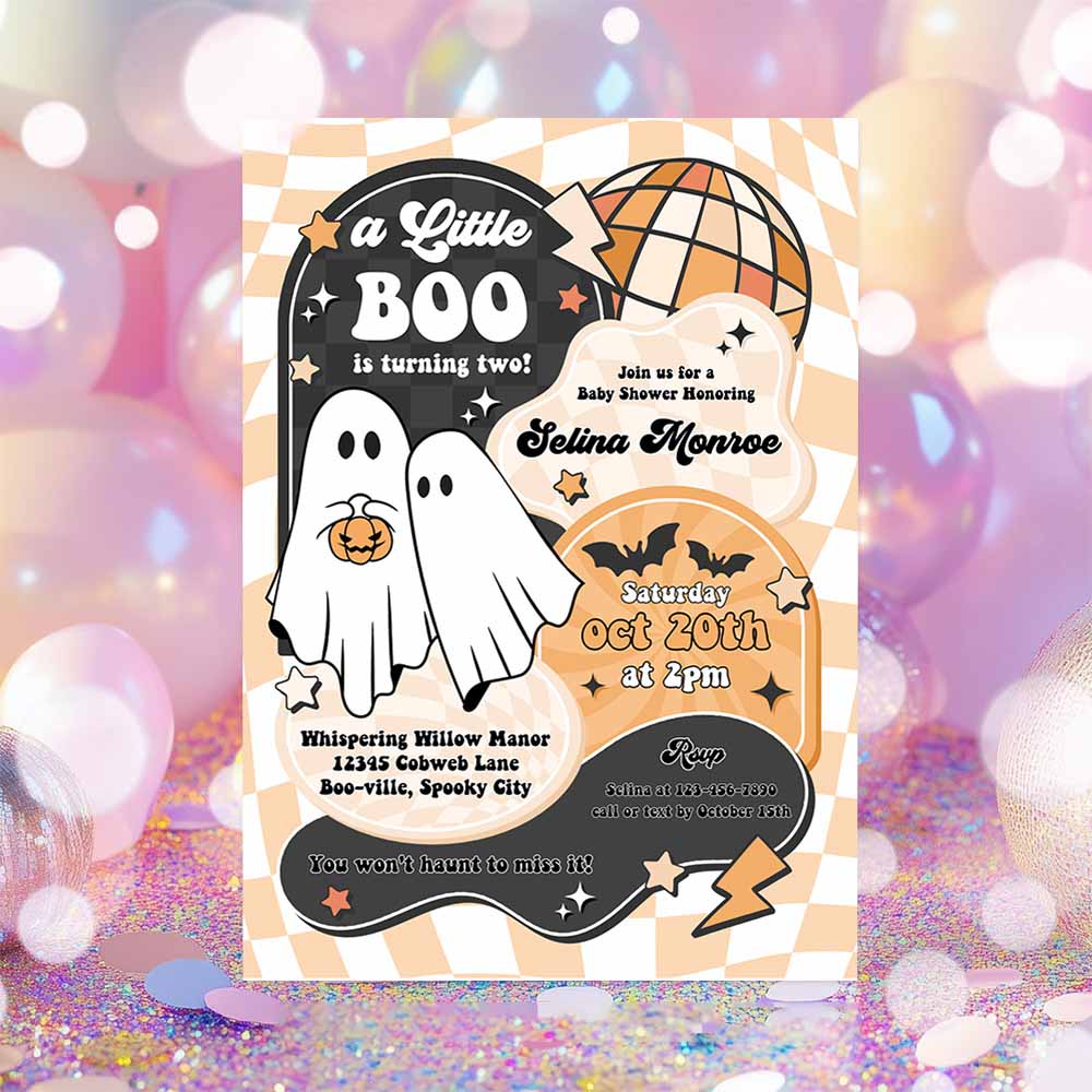 Little Boo Baby Shower Invitation Gender Neutral Ghost Baby Shower Invitation Halloween Boy Ghost Baby Shower