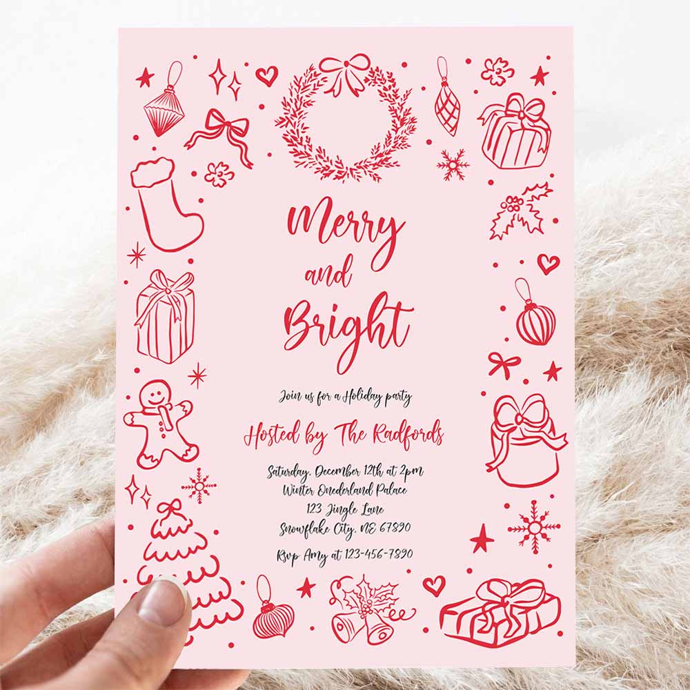 Merry And Bright Christmas Party Invitation Merry And Bright Holiday Party Christmas Cocktail Party