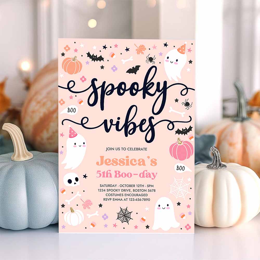 Spooky Vibes Halloween Ghost Any Age Birthday Party Invitation Ghost Spooky Birthday Party Spooktacular Party