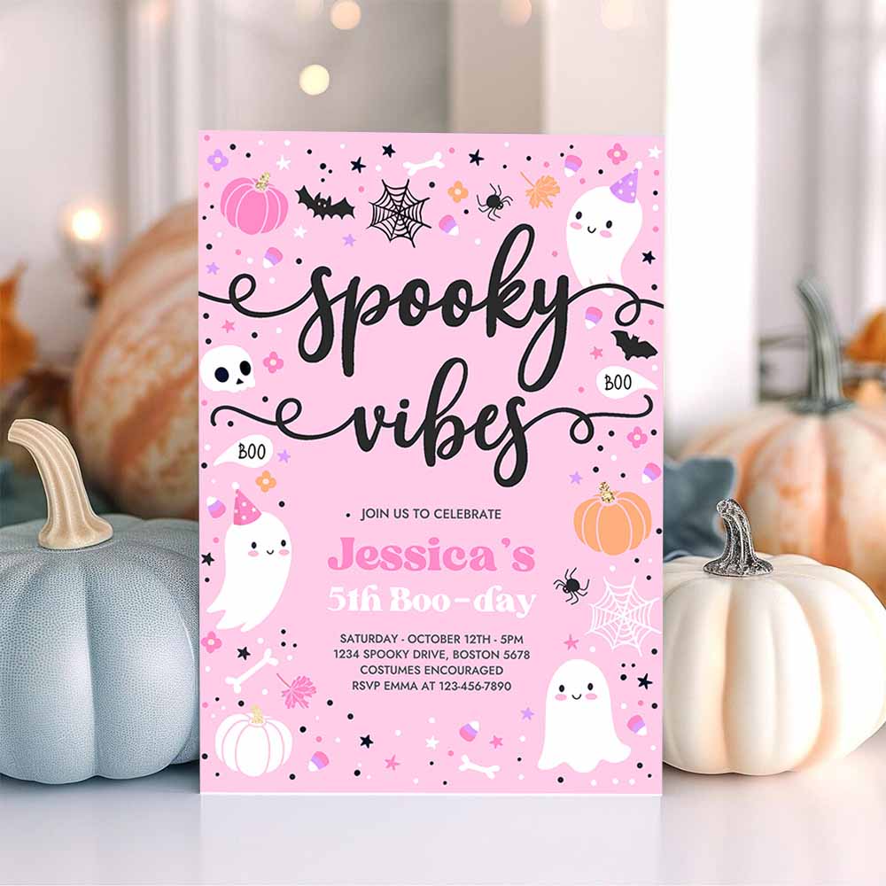 Spooky Vibes Halloween Ghost Any Age Birthday Party Invitation Ghost Spooky Birthday Party Spooktacular Party