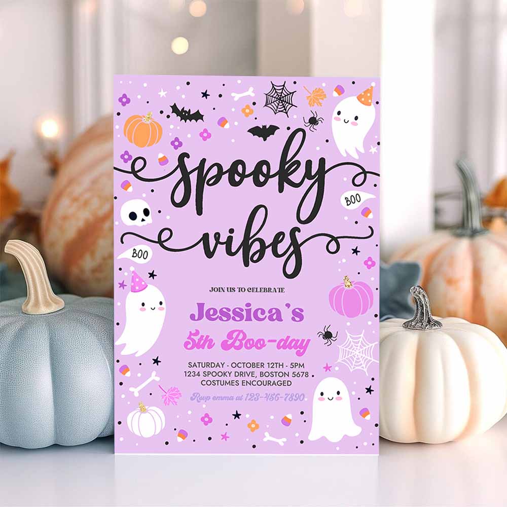 Spooky Vibes Halloween Ghost Any Age Birthday Party Invitation Ghost Spooky Birthday Party Spooktacular Party