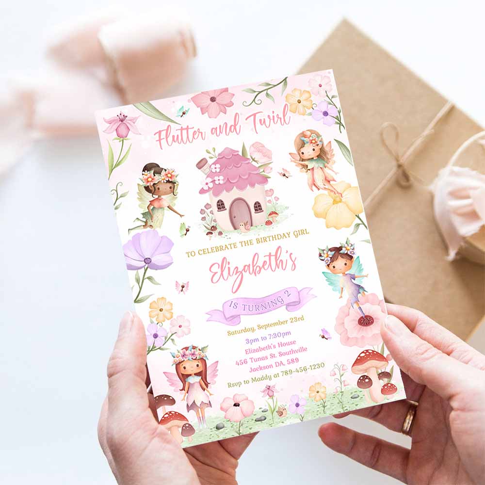 Fairy Birthday Girl Invitation, Fairy Birthday Invitation, Fairy Invitation