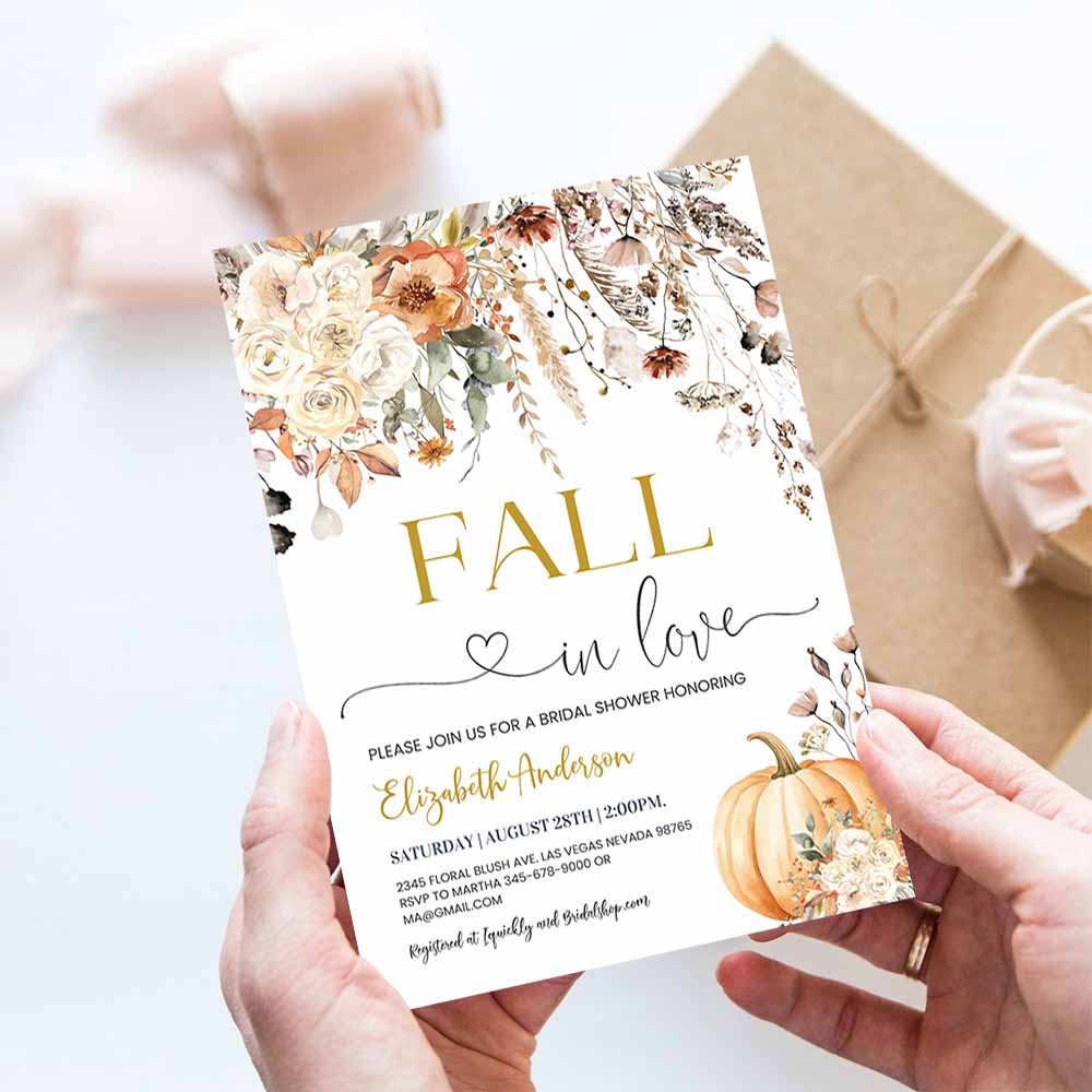 Fall in Love Bridal Shower Invitation Fall Floral Bridal Shower Invite Bridal Brunch