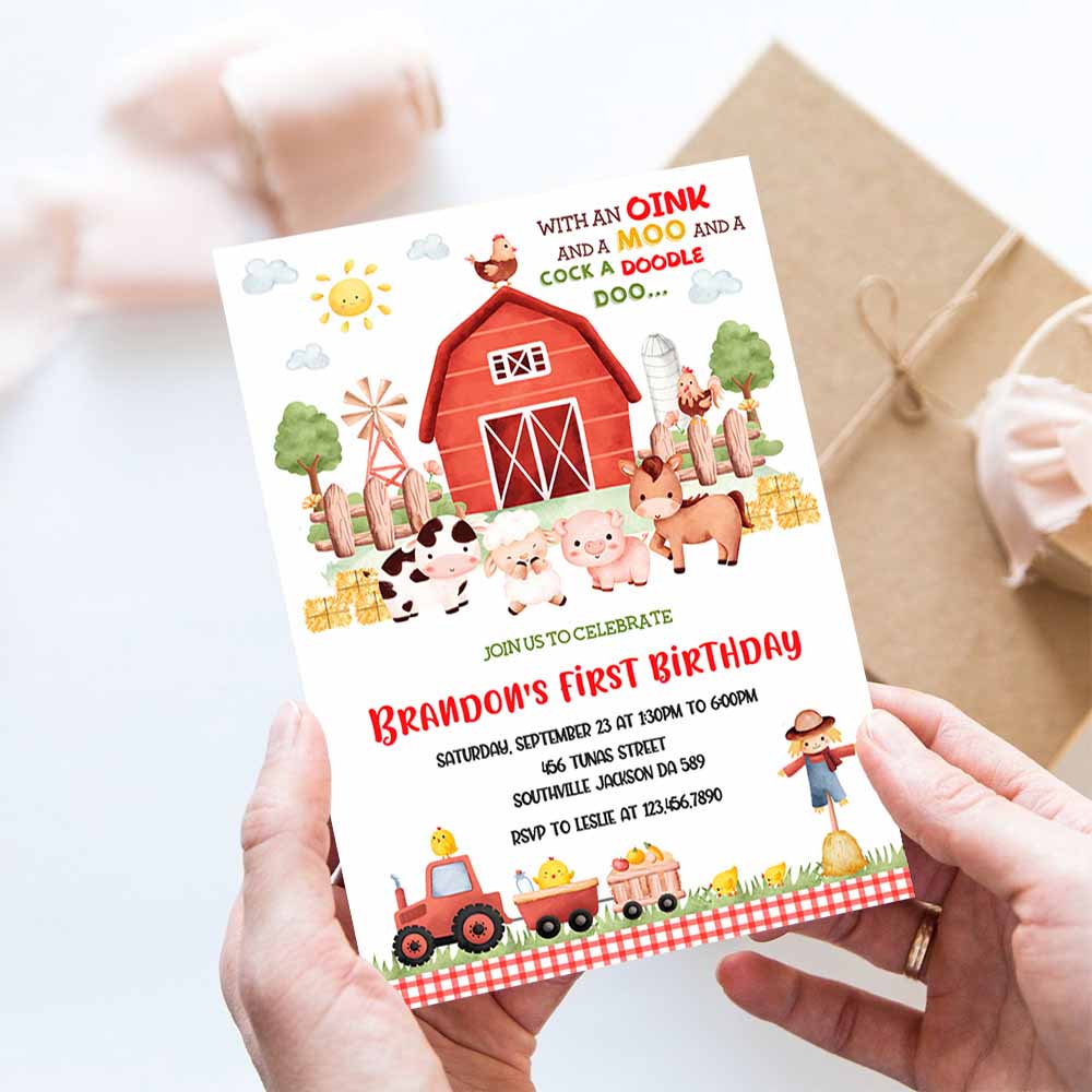 Farm Birthday Invitation Template, Farm Animals Birthday Invitation, Farm , Barnyard Invitation, Farm Invitation