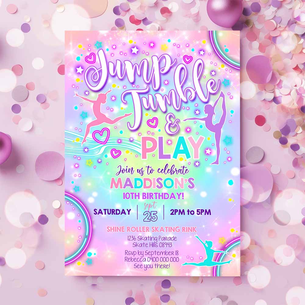 Gymnastics Party Invitation, Gymnastics Party Gymnastics Invitation