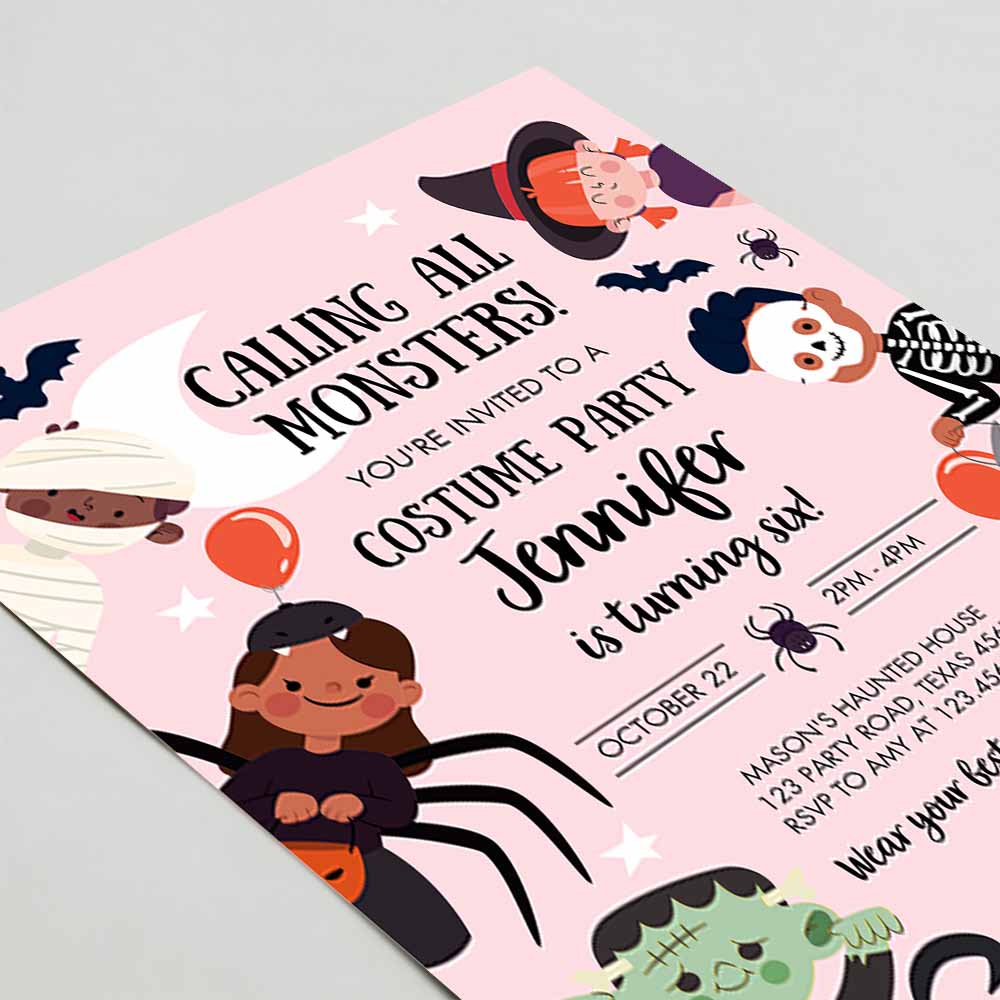 Halloween Party Invitation, Halloween Birthday Invitation, Kids Costume Party Spooky Celebration