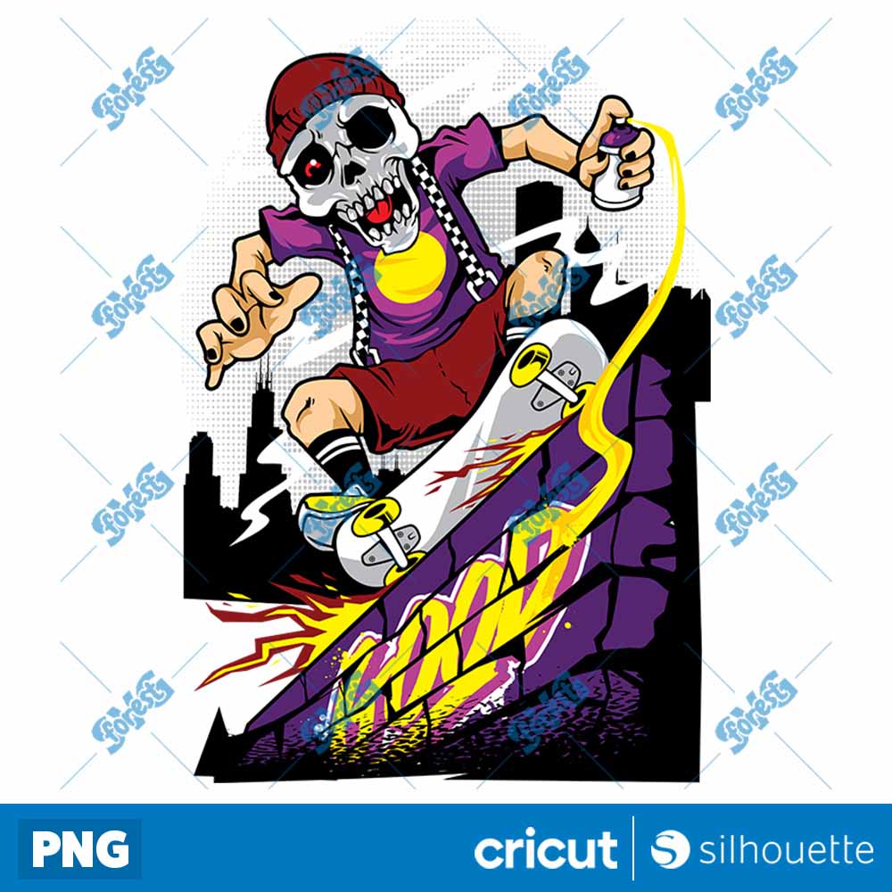 Halloween Skull Riding Skate
  Halloween PNG