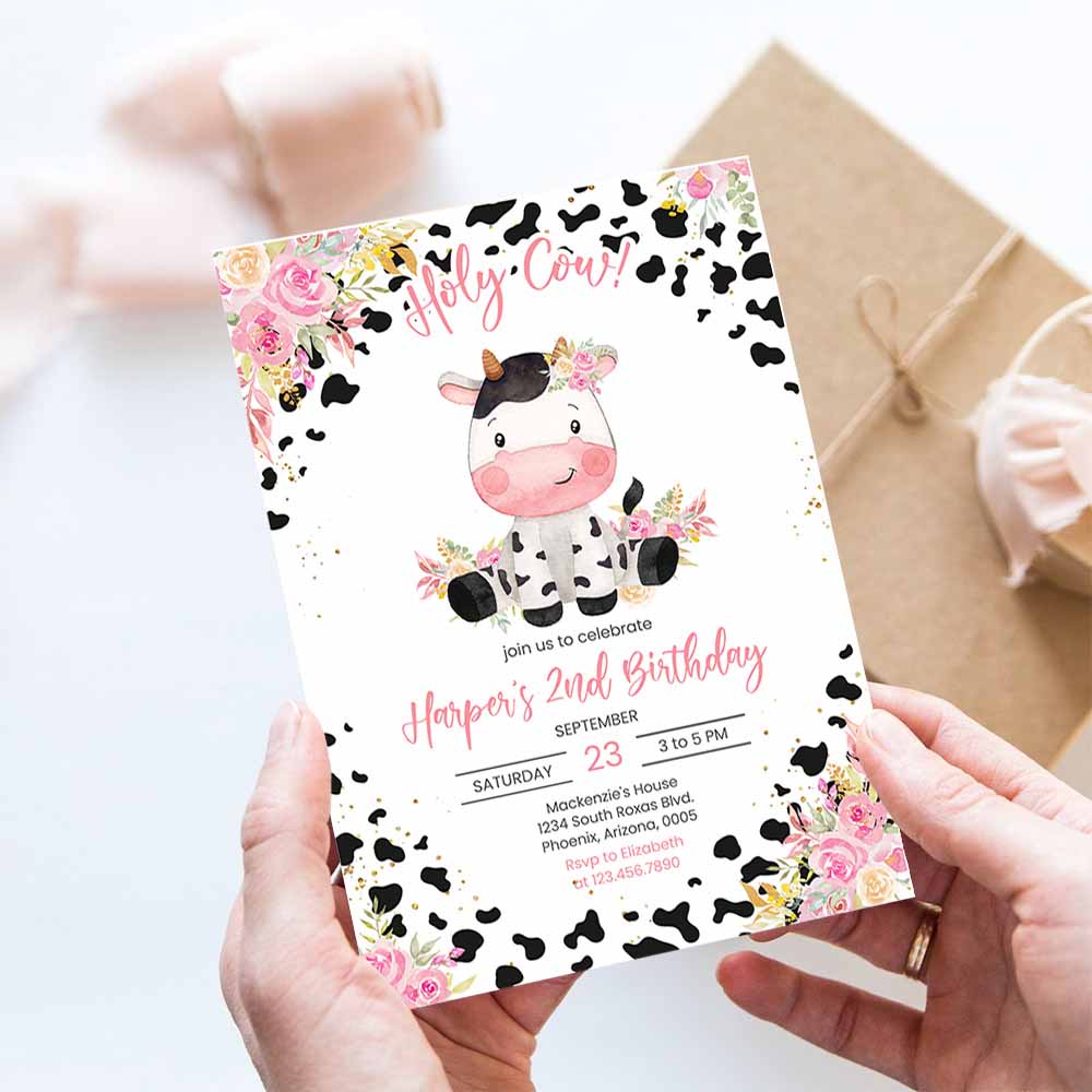 Holy Cow Birthday Invitation Template Printable, Holy Cow Birthday Invitation, Holy Cow invitation