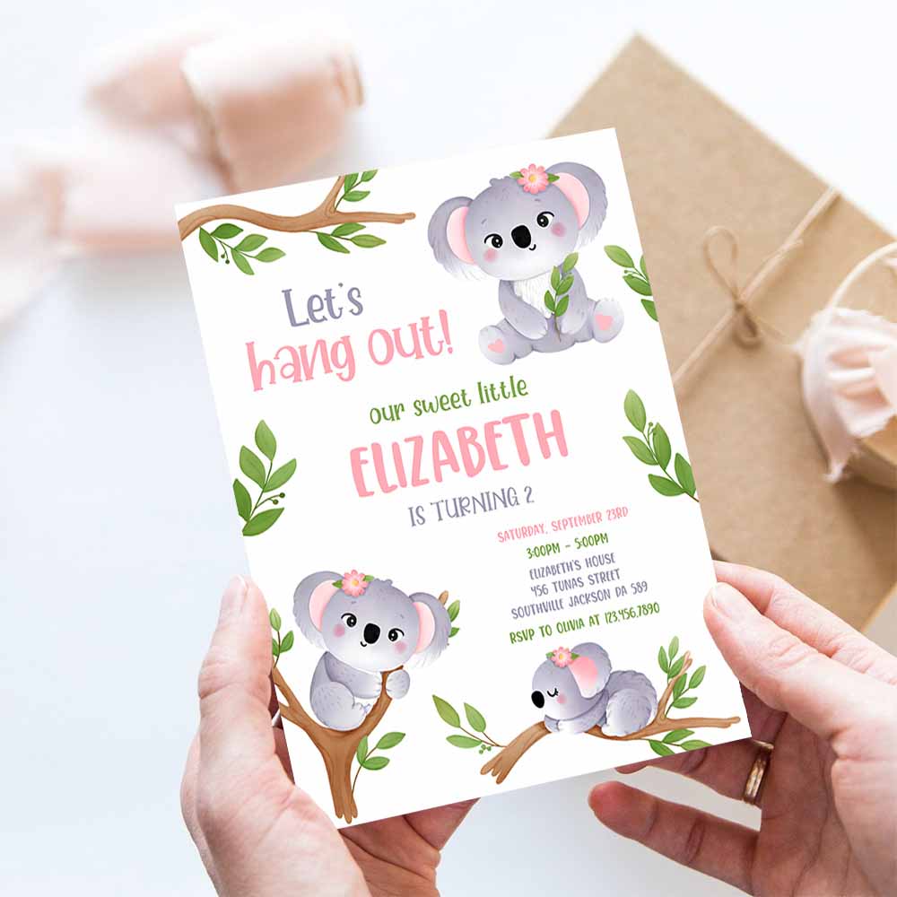 Koala Birthday Invitation, Koala Birthday Invitation, Koala Invitation, Koala , Koala Invitation