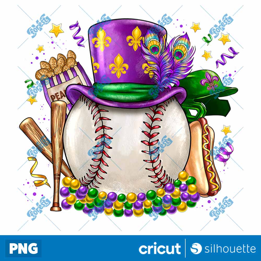 Mardi Gras Baseball PNG