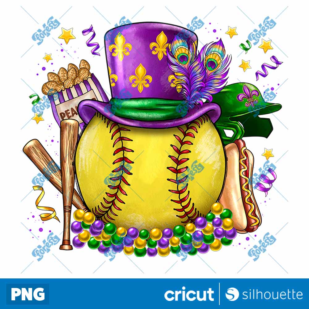 Mardi Gras Softball PNG