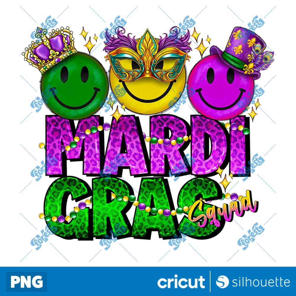 Mardi Gras Squad Smiley Face
  PNG