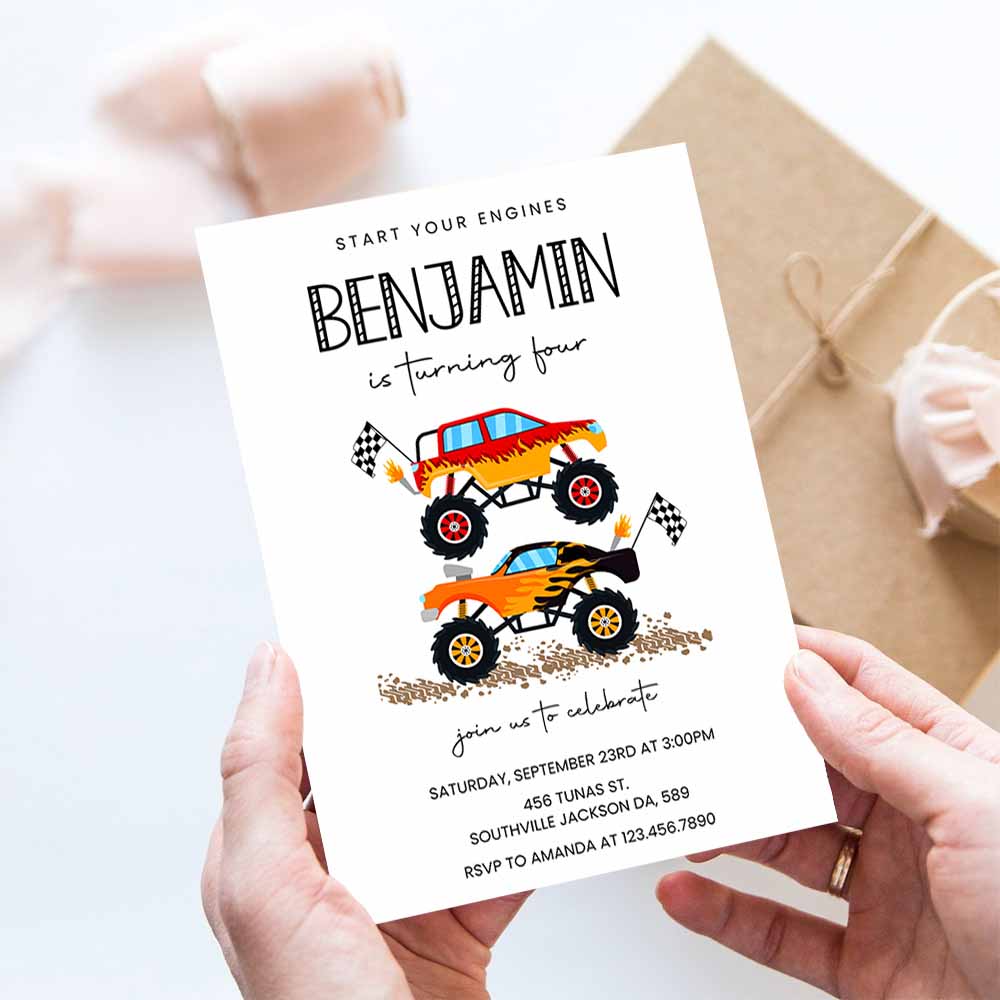 Monster Truck Birthday Invitation, Monster Truck Invitation, Monster Truck Invite