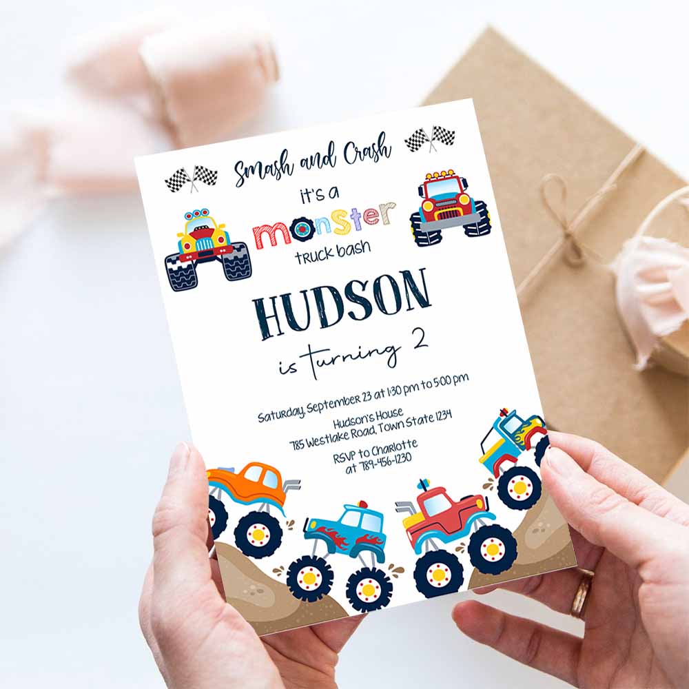 Monster Truck Birthday Invitation Template, Monster Truck Invitation, Monster Truck Invites