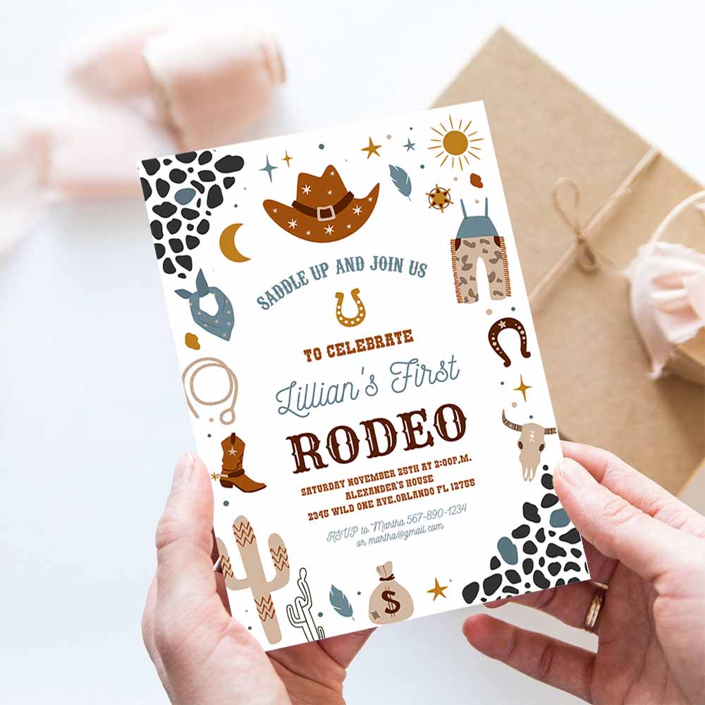 My First Rodeo Invitation Cowboy Birthday Invite Wild West invitation Ranch Southwestern