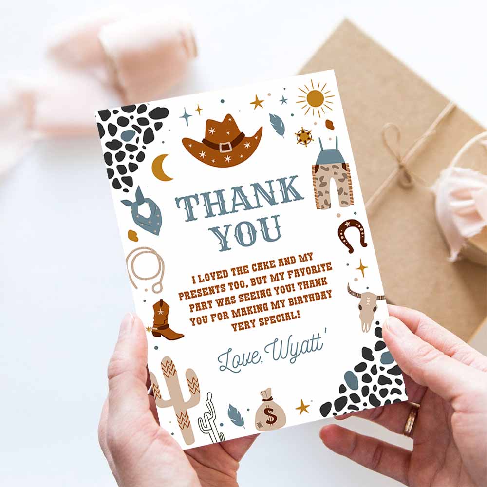 My First Rodeo Thank you card Cowboy Birthday Invite Wild West Note card Ranch Southwestern