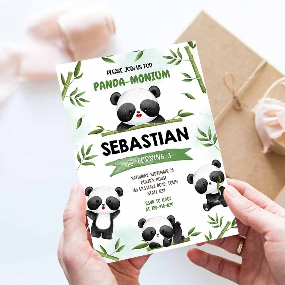 Panda Birthday Invitation, Panda Birthday Invitation, Panda Invitation, Panda , Panda Invitation