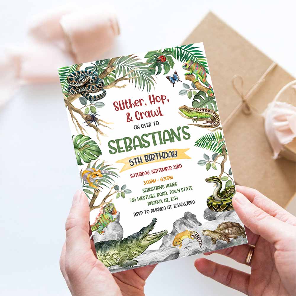 Reptile Birthday Invitation, Reptile Invitation, Reptile Party Birthday Invitation