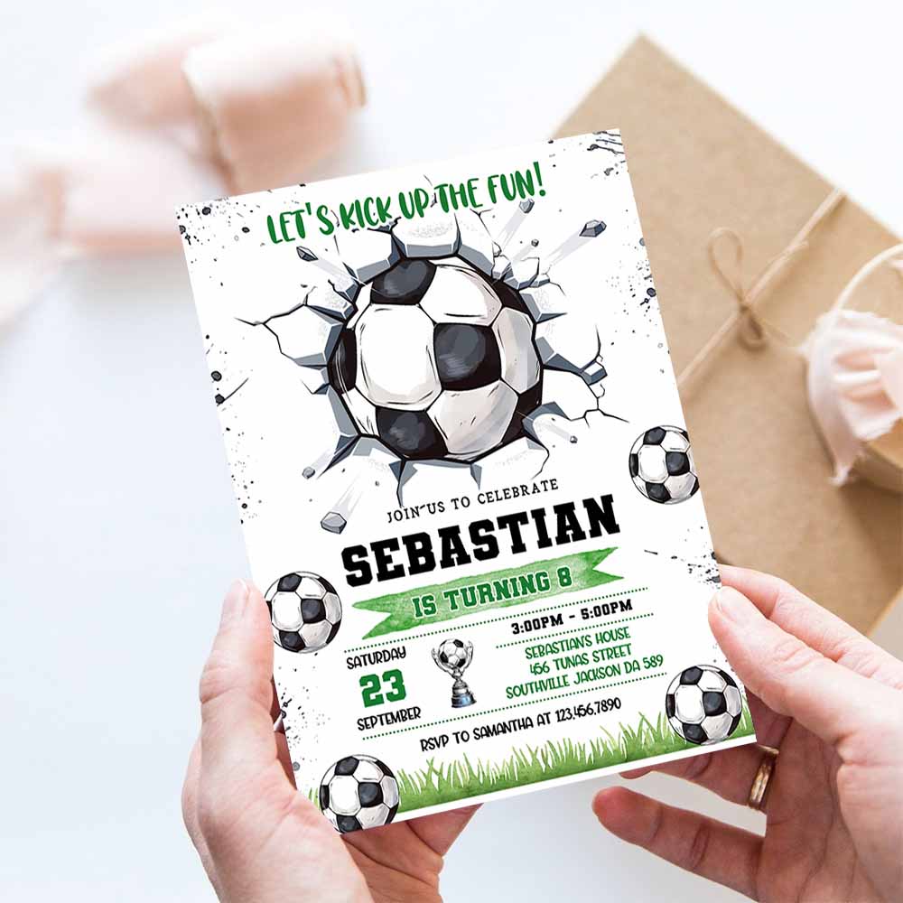 Soccer Birthday Invitation, Soccer Birthday Invitation, Soccer Invitation