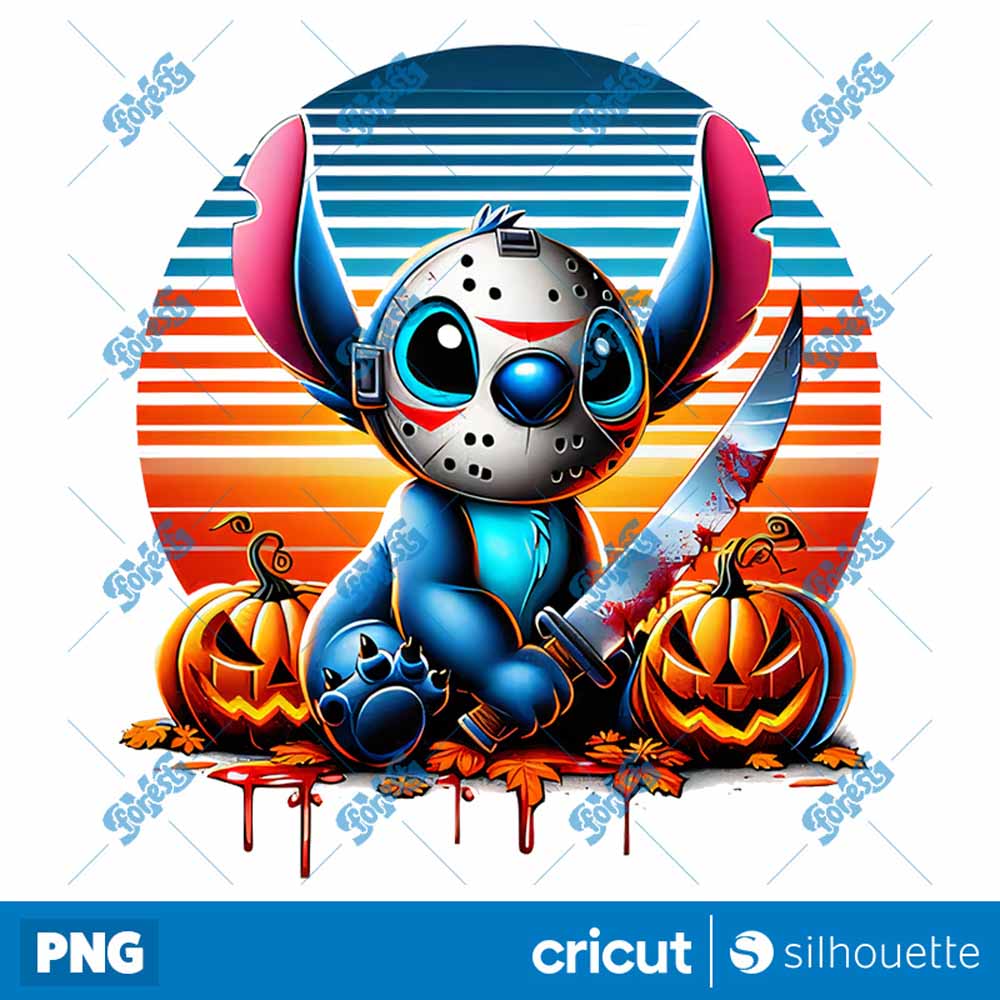 Stitch With Knife Halloween
  Cartoon Horror PNG