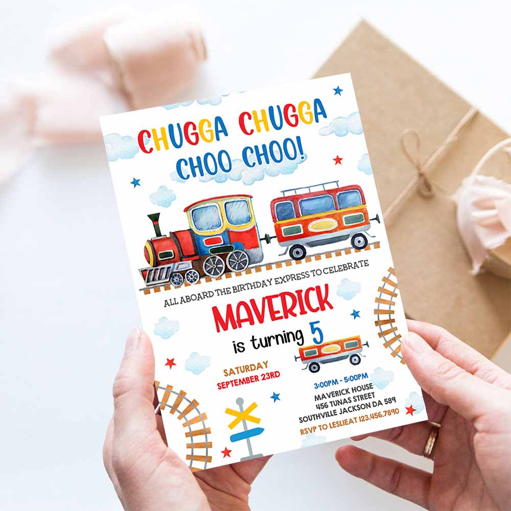 Train Birthday Invitation Template, Toy Train Invitation, Train Birthday Invitation