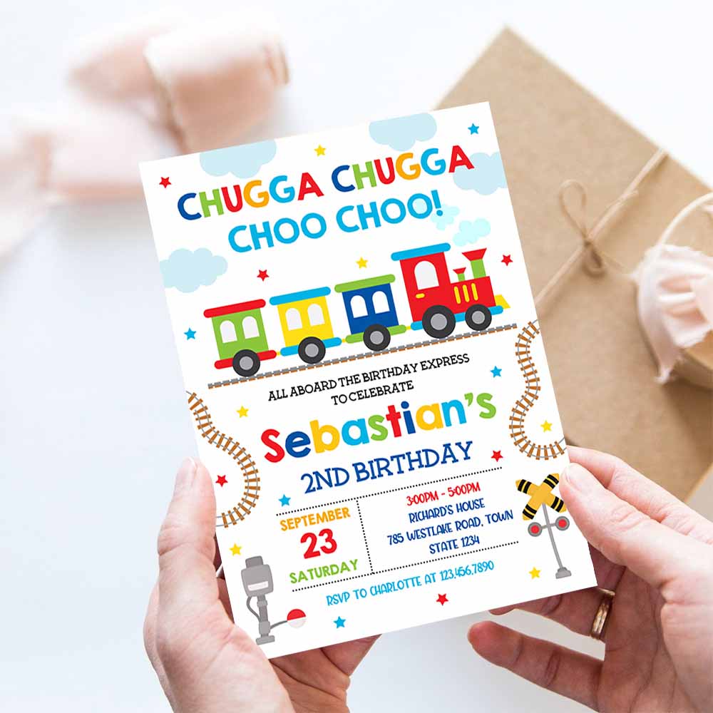 Train Birthday Invitation, Toy Train Kids Invitation, Train Birthday Invitation